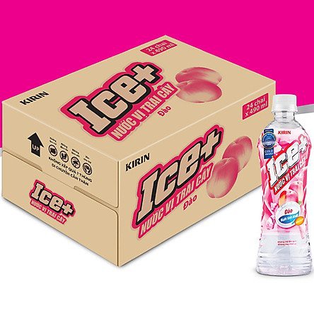 Thùng 24 Chai Nước Uống Vị Trái Cây Ice Đào Chai Nhựa 490ml Date Luôn Mới