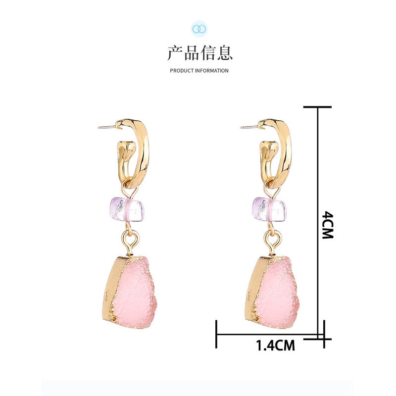 PINKDUDU Khuyên Tai Đính Đá Giọt Nước Màu Hồng Tự Nhiên Thời Trang Cho Nữ PD670