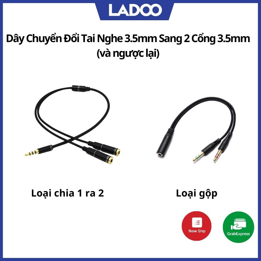 Dây Jack Chuyển Đổi Tai Nghe 3.5mm Sang 2 Cổng 3.5mm