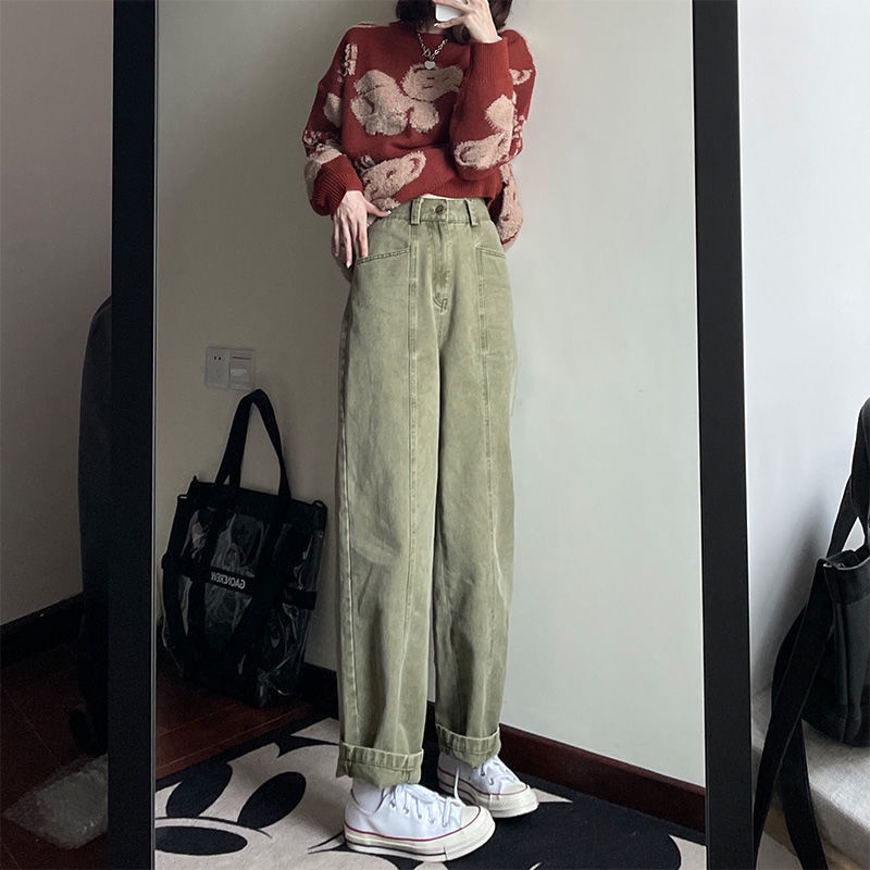 Quần Dài Lưng Cao Ống Rộng Phong Cách Retro Thời Trang Cho Nữ