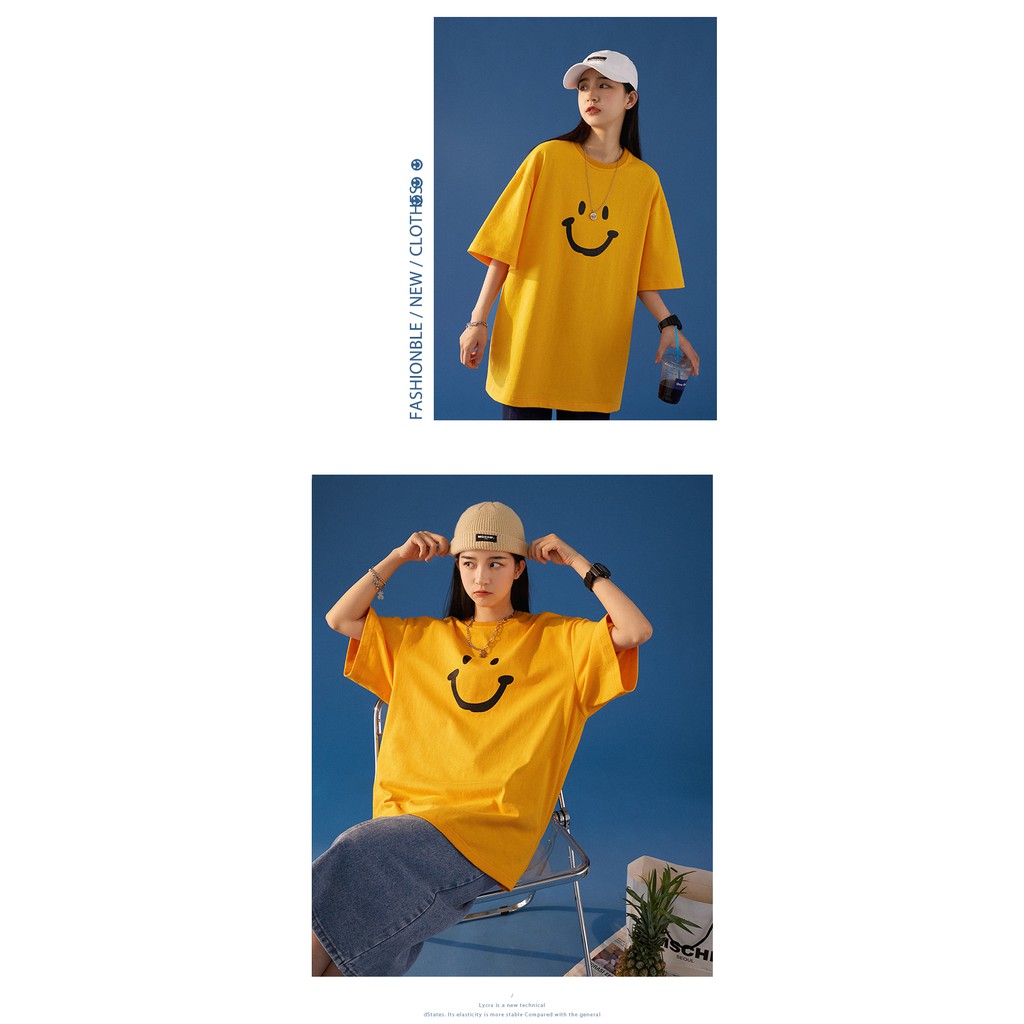 Áo thun UNISEX Form rộng nam nữ MẶT CƯỜI, Áo thun brand 2021.
