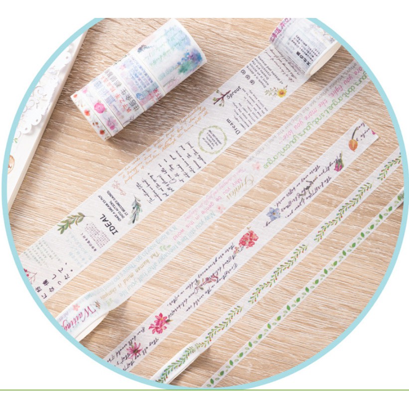 Hộp 10 cuộn băng keo dán dính ngộ nghĩnh học sinh, washi tape đáng yêu trang trí giá rẻ