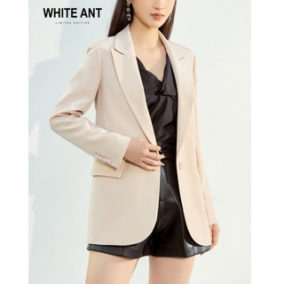 Áo Blazer Nữ Be Cổ Ve WHITE ANT Dáng Suông Vạt Tròn Chất Liệu Lụa Acetate Nhân Tạo 180500021C.020