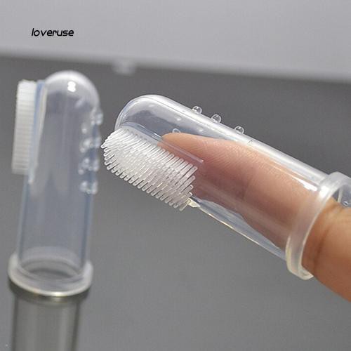 Bàn chải đánh răng gắn đầu ngón tay bằng silicone mềm làm sạch răng cho bé