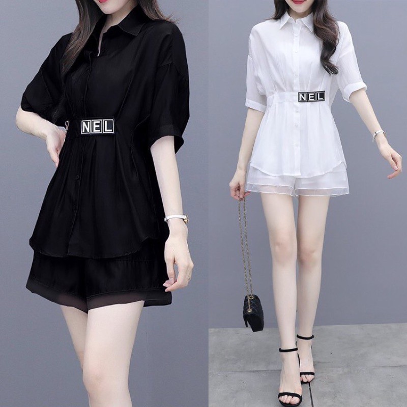 set bộ thời trang short sơ mi kiểu bao xinh size M L Xl 2Xl