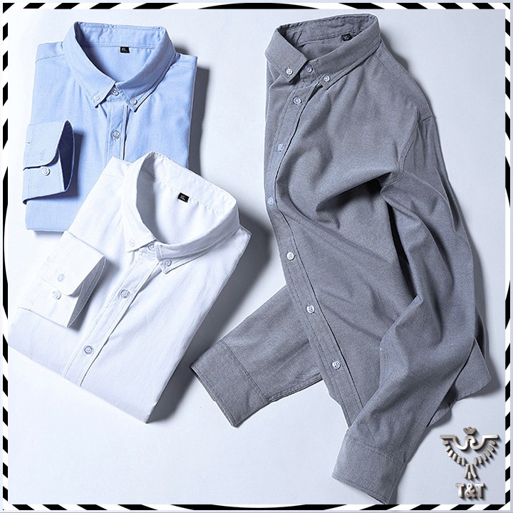 Áo sơ mi nam oxford dài tay kiểu dáng Hàn Quốc dáng ôm cổ bẻ cao cấp full hộp SM01 | BigBuy360 - bigbuy360.vn