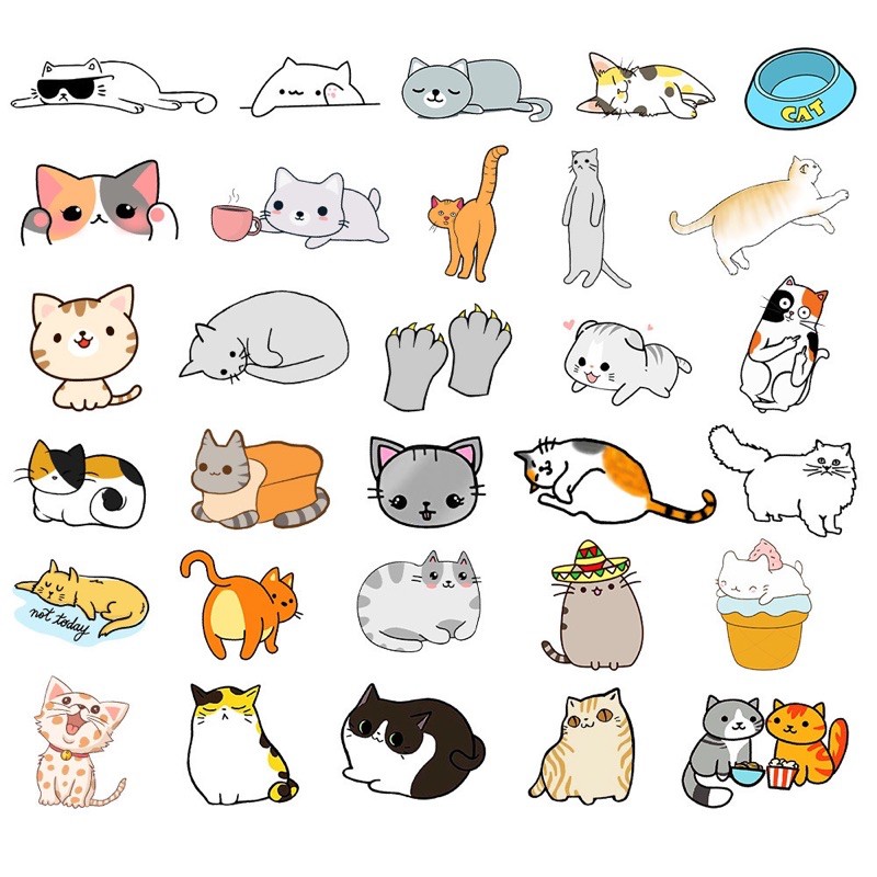 Sticker cute mèo chống thấm nước