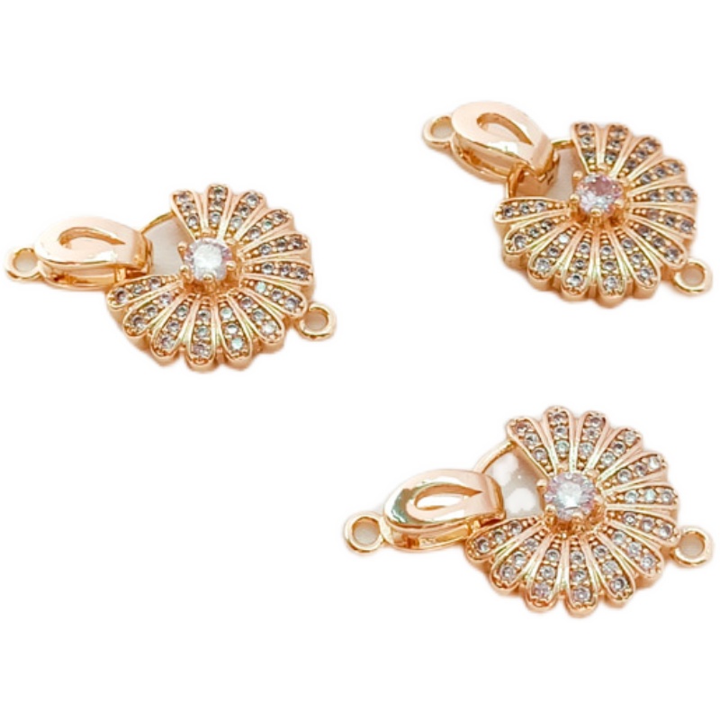 Khóa Cài Tròn Bằng Đồng Mạ Vàng 14K Đính Đá Zircon Nhiều Màu Sắc Tự Làm Vòng Tay / Dây Chuyền DIY