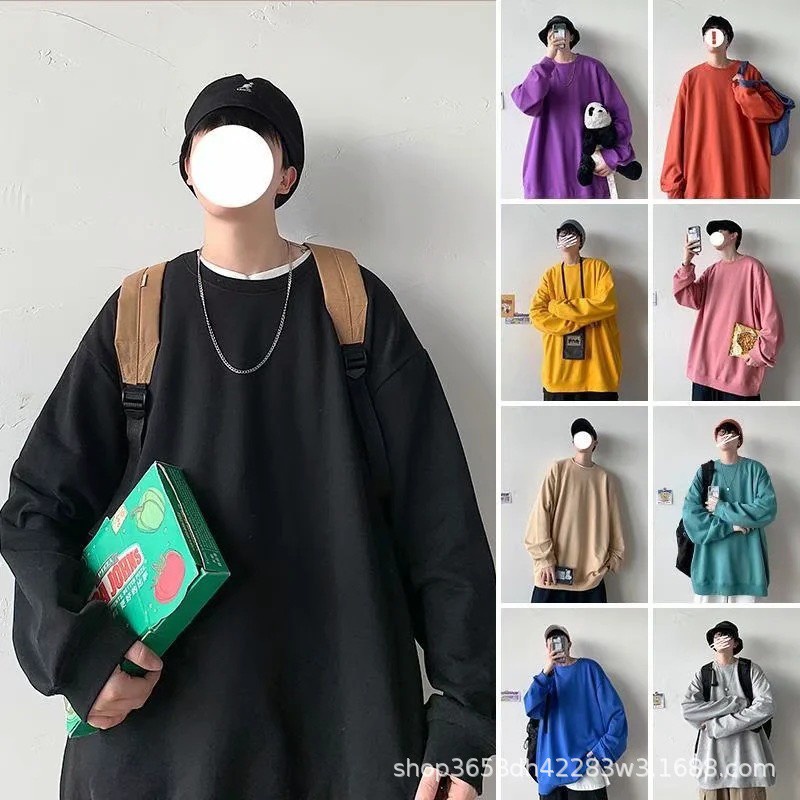 [ Mã 12FASHIONSALE1 giảm 10K đơn 50K ] Áo sweater, áo nỉ trơn 5 màu forrm rộng unisex phong cách Ulzzang