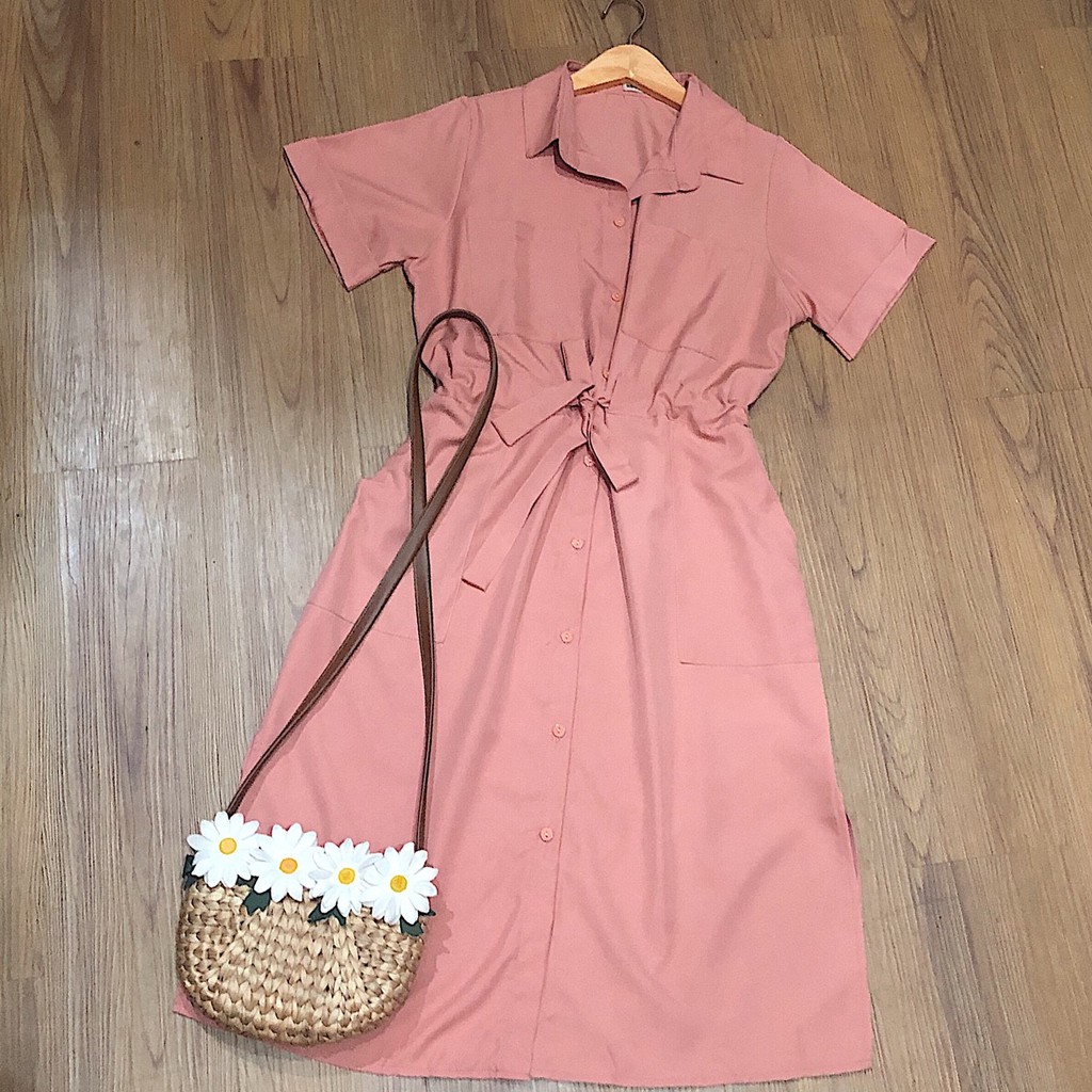 [ẢNH THẬT CUỐI] DM048 - Đầm Maxi Sơ Mi Hồng | BigBuy360 - bigbuy360.vn