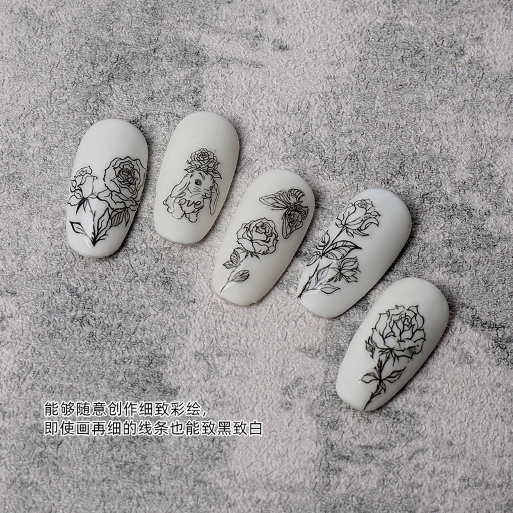 Sticker Bướm Và Hoa Trắng 3D Trang Trí Móng