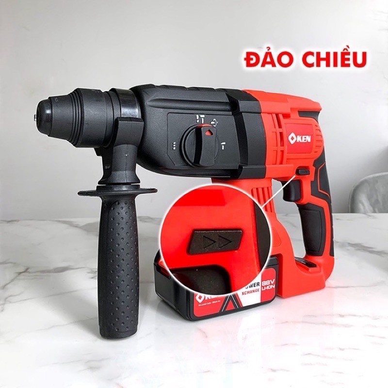 Máy Bê tông dùng pin KEN 118v chức năng - Pin 10 CELL - Động cơ từ - Máy Đục Có Búa - Không than