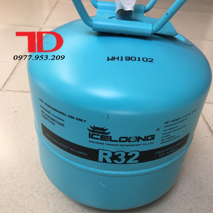 Gas lạnh điều hòa R32 ICELOONG 3KG, Môi chất lạnh R32