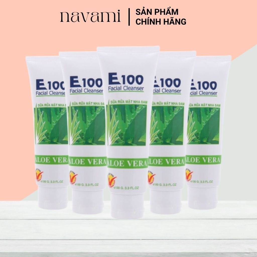 Sữa rửa mặt E100 nha đam Aloe Vera 100g cho mọi loại da sạch mụn mịn màng trắng sáng