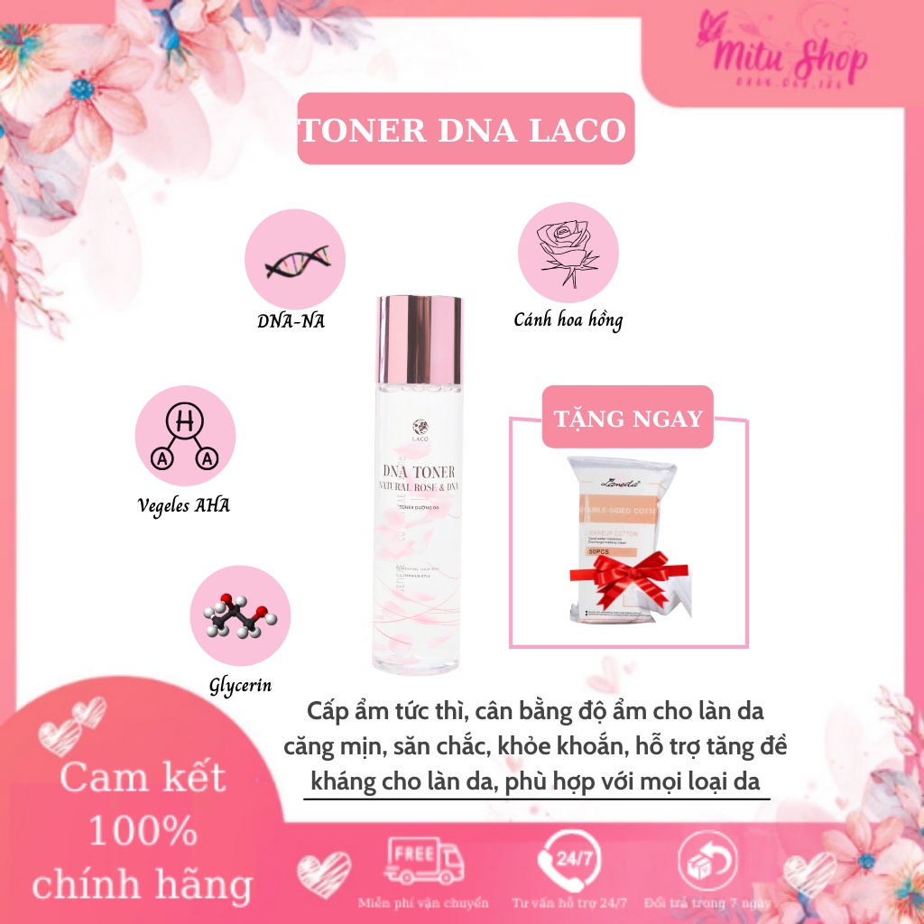 [Mẫu Mới] DNA Toner Laco cấp ẩm, cân bằng độ PH, se khít lỗ chân lông, ngừa mụn