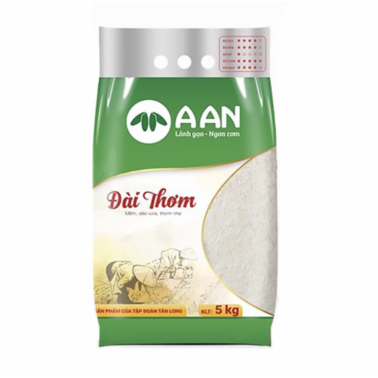 Gạo Đài Thơm 8 - Dẻo, Ngon, Mùi Thơm Nhẹ - Gạo A An Túi 5kg (Date Mới)