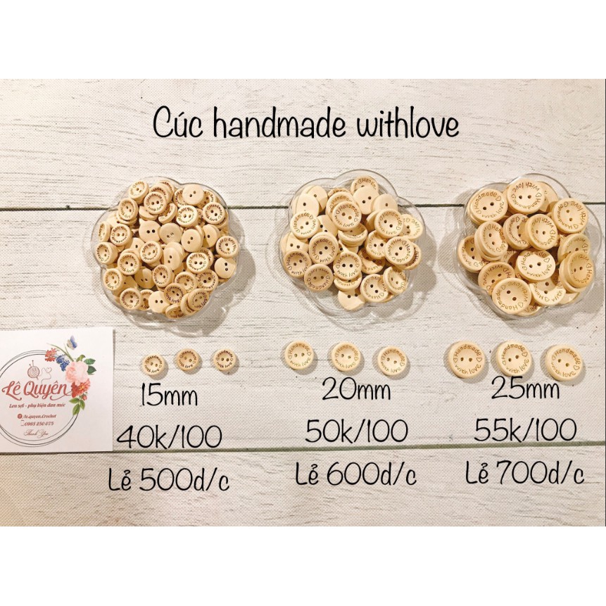 Cúc gỗ handmade 10 cái