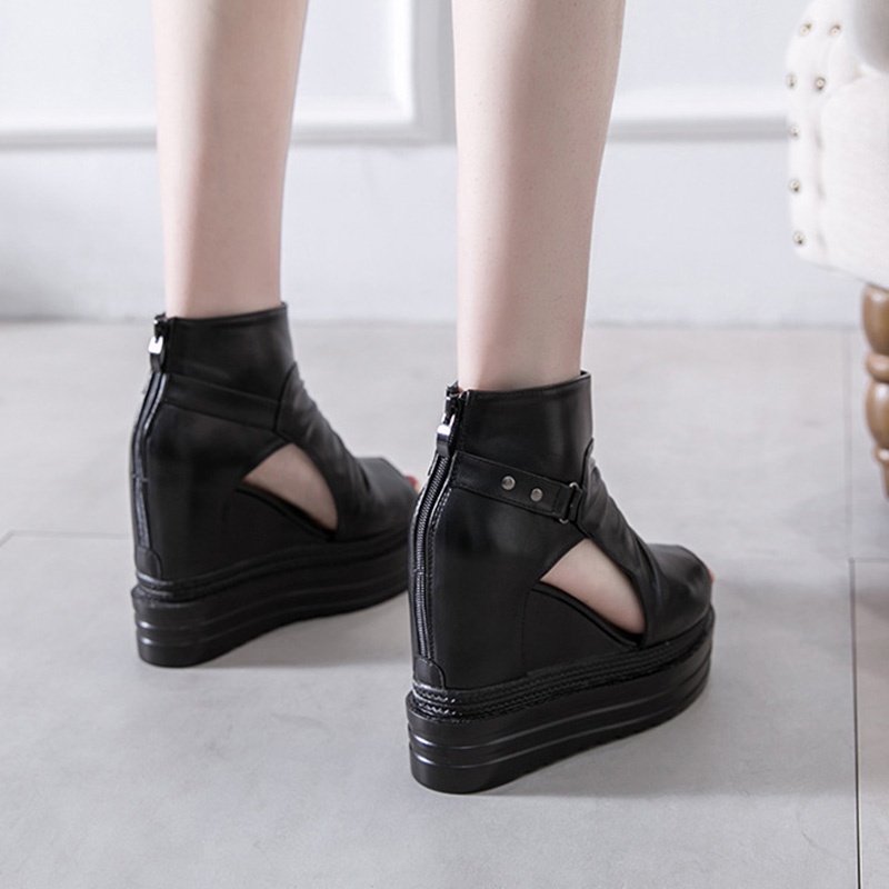 Giày sandal IELGY đế xuồng 12cm hở mũi chống thấm nước cho nữ