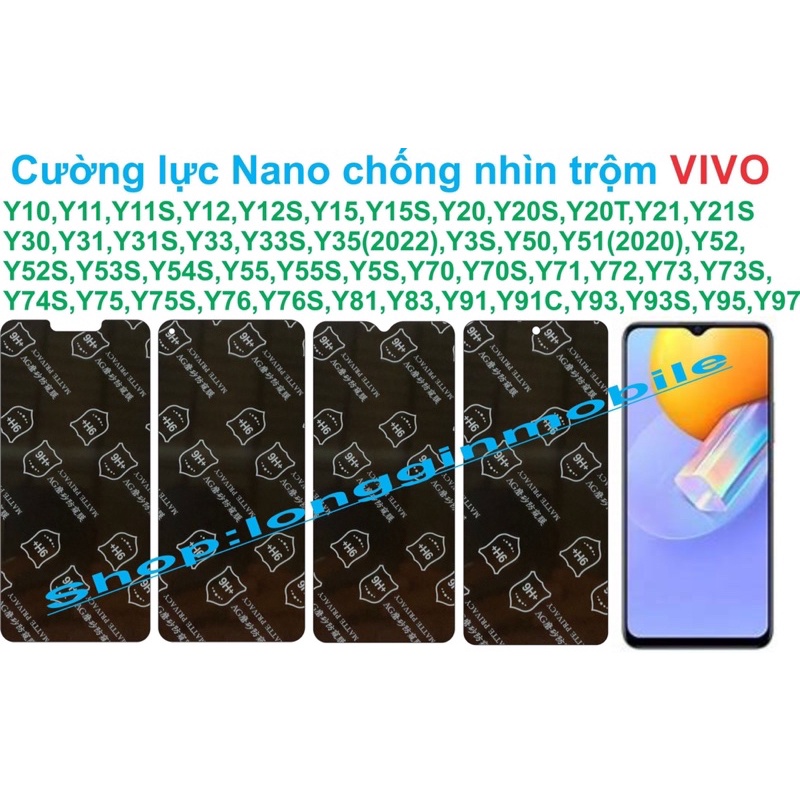 Cường lực Nano chống nhìn trộm ViVo Y91,Y11,Y12,Y20,….
