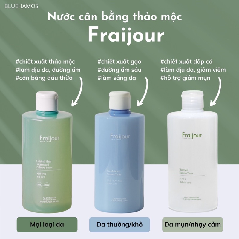 Toner thảo mộc Fraijour Original herb wormwood calming toner 500ml