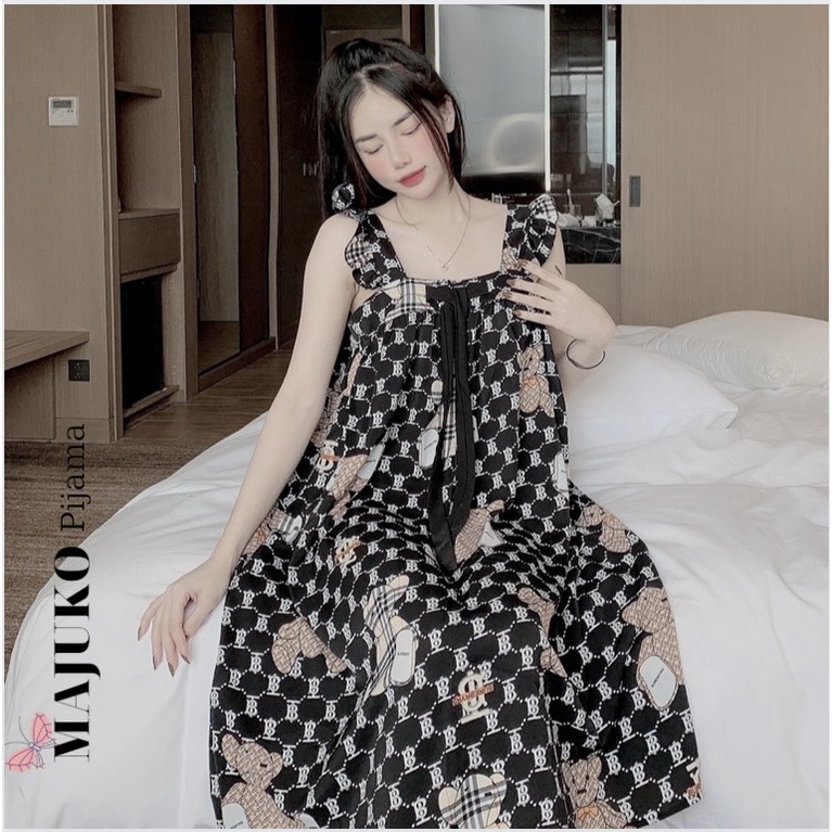 Váy 2 dây dáng dài đi biển sexy xinh đẹp lụa ngủ mango cao cấp MAJUKO QAo