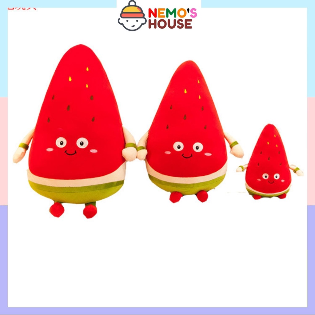 Dưa hấu bông mềm mịn cute giá rẻ, thú nhồi bông mini đáng yêu cho bé