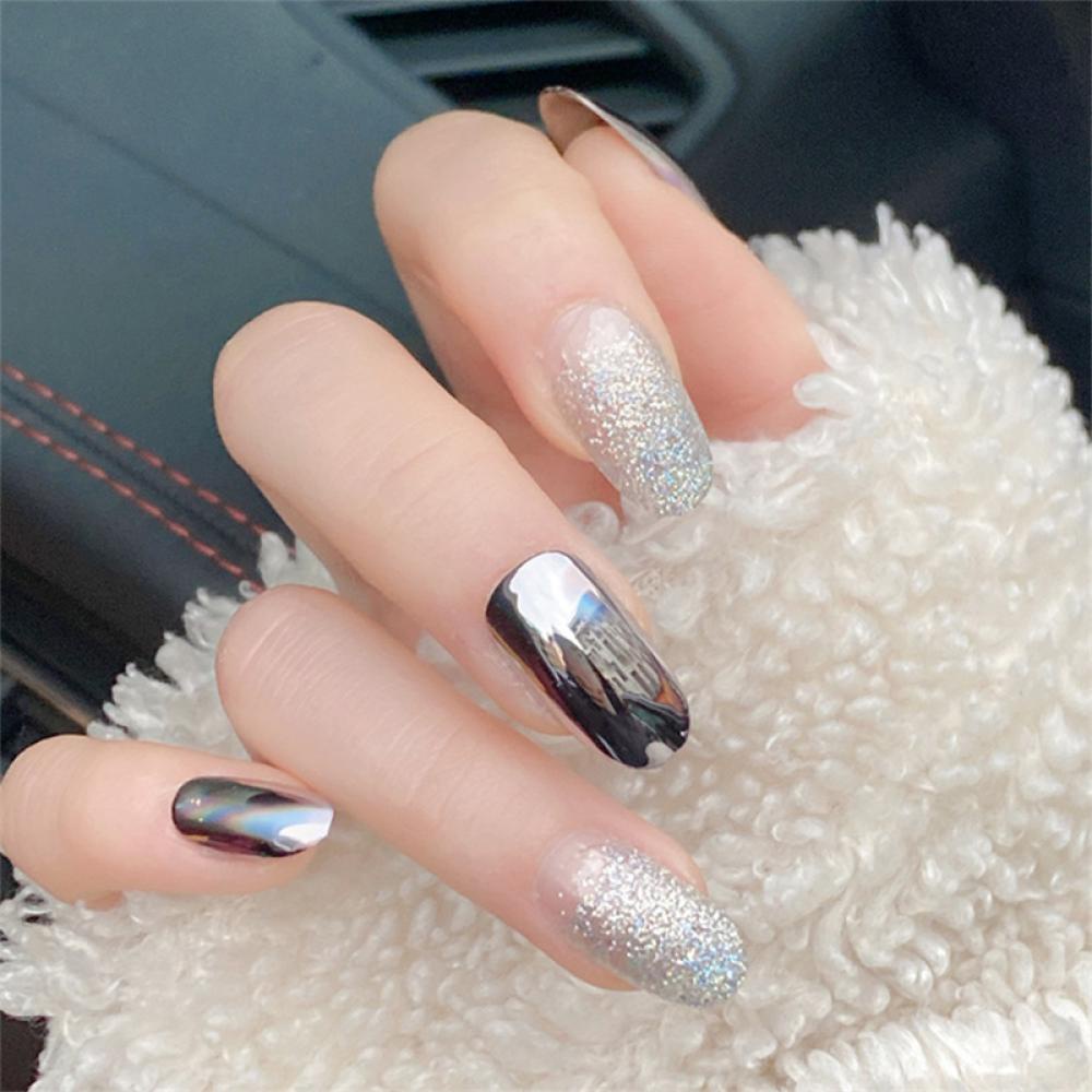 Set 24 Móng Tay Giả Nhiều Màu Sắc Có Thể Tháo Rời L6P5