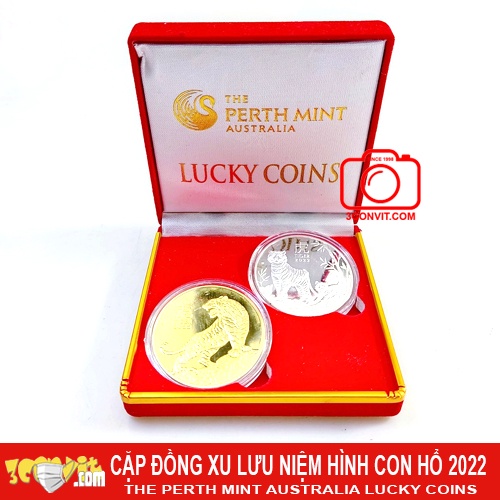 Cặp đồng xu lưu niệm 3D con Hổ phong thủy may mắn 2022