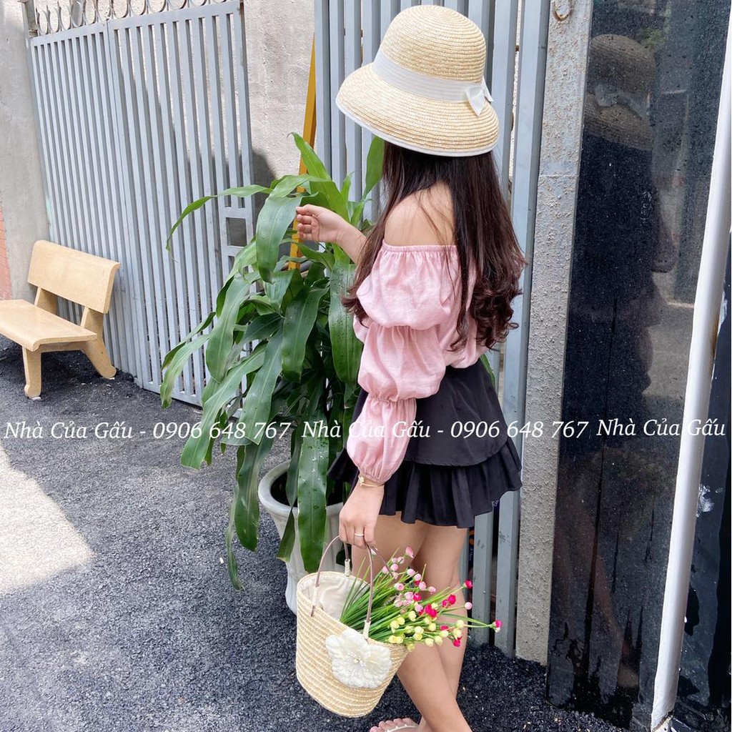 Nón cói cụp nơ size nhỏ xinh dã man luôn