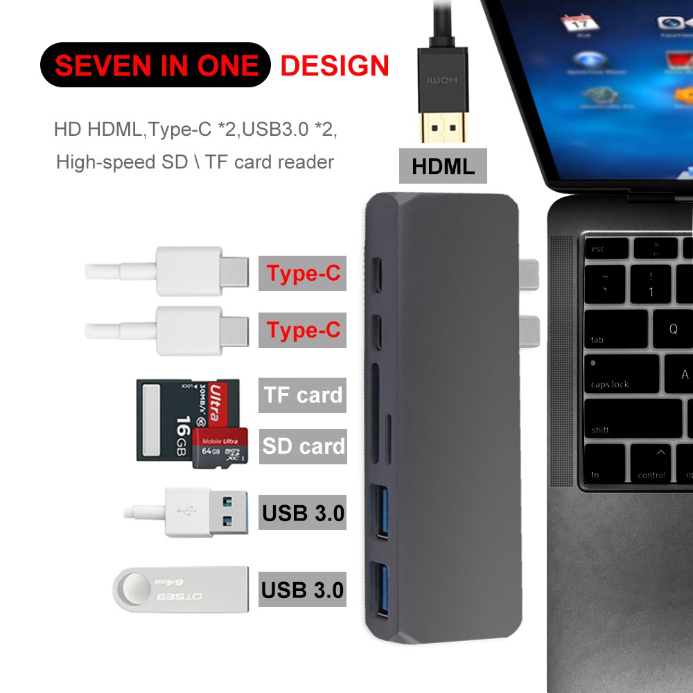 Type C To USB 3.0 HDMI Reader Hub Adapter For New MacBook Air 13 A1932 Mac Pro 13.3 15 16 A2159 A2141 A1707 A1706 A1989