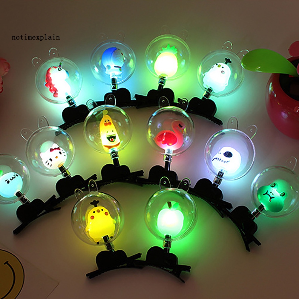 Kẹp Tóc Búp Bê Hoạt Hình Trong Suốt Có Đèn LED
