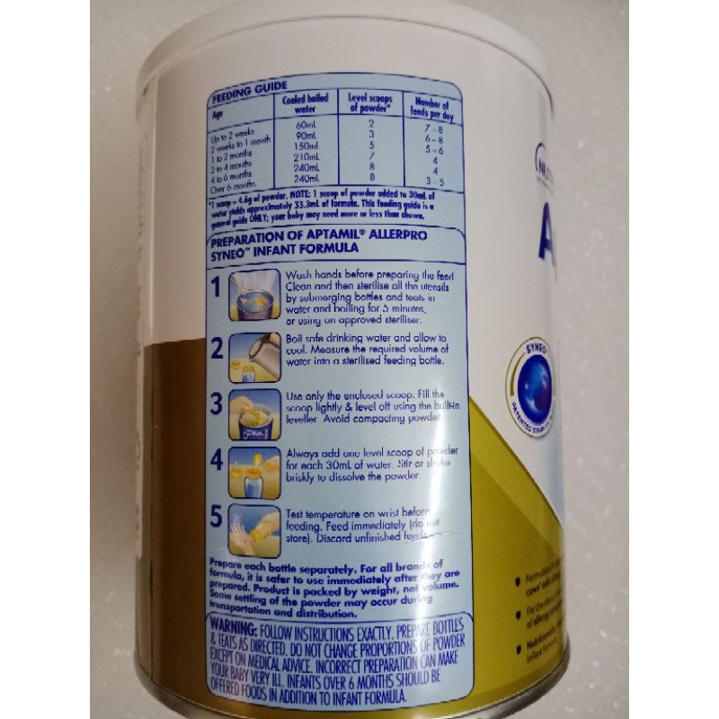 Sữa Aptamil AllerPro Syneo Úc số 1 900g date 01/2022