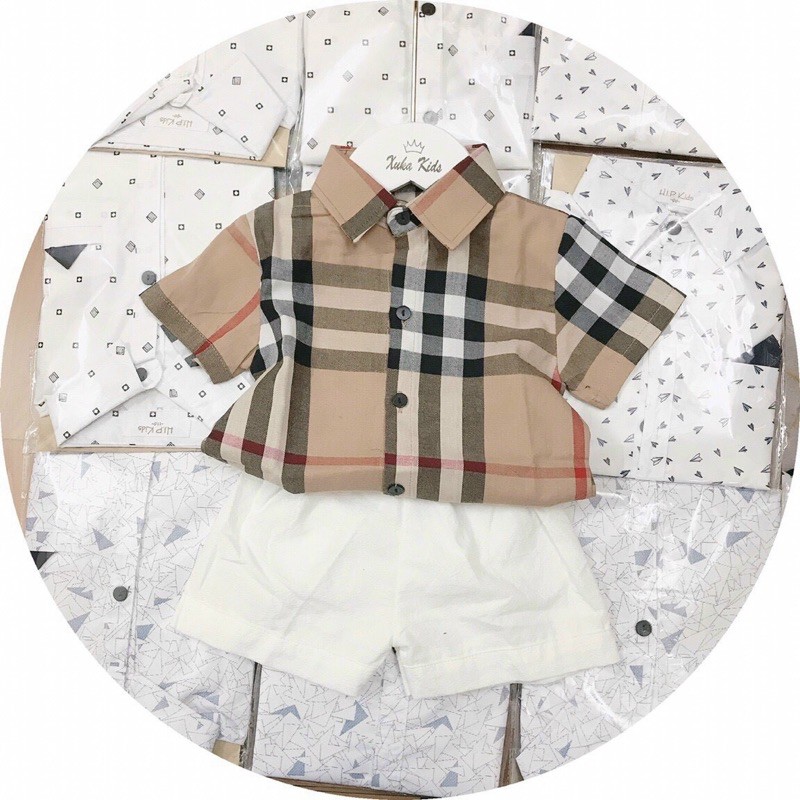 Áo so mi cộc tay bé trai 9-26kg