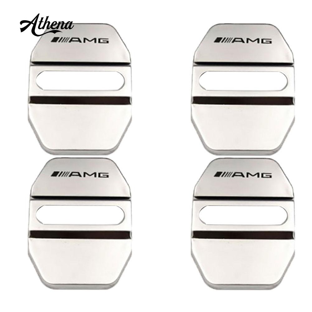 4Pcs Stainless Steel Car Door Logo Lock Protection Cover Decoration for Benz AMG