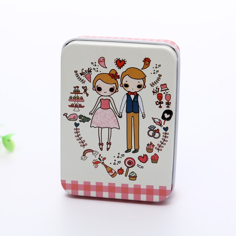 Hộp Thiếc Đựng Thẻ Hình Chữ Nhật In Hoạt Hình Sáng Tạo