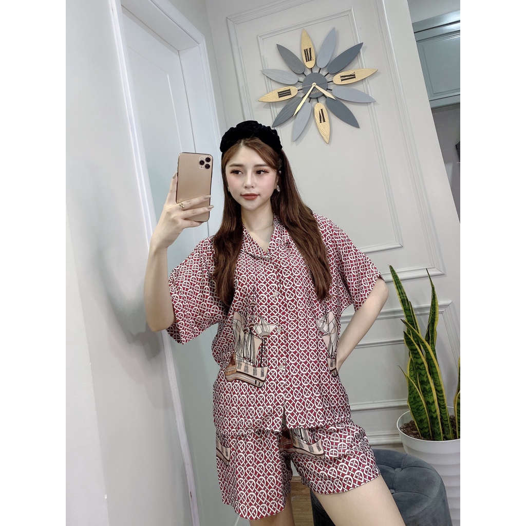 Pijama lụa , đồ ngủ pijama thiết kế cánh dơi cộc đùi túi gấu dễ thương cực xinh , vải latin cao cấp êm mát cực kì đẹp | BigBuy360 - bigbuy360.vn
