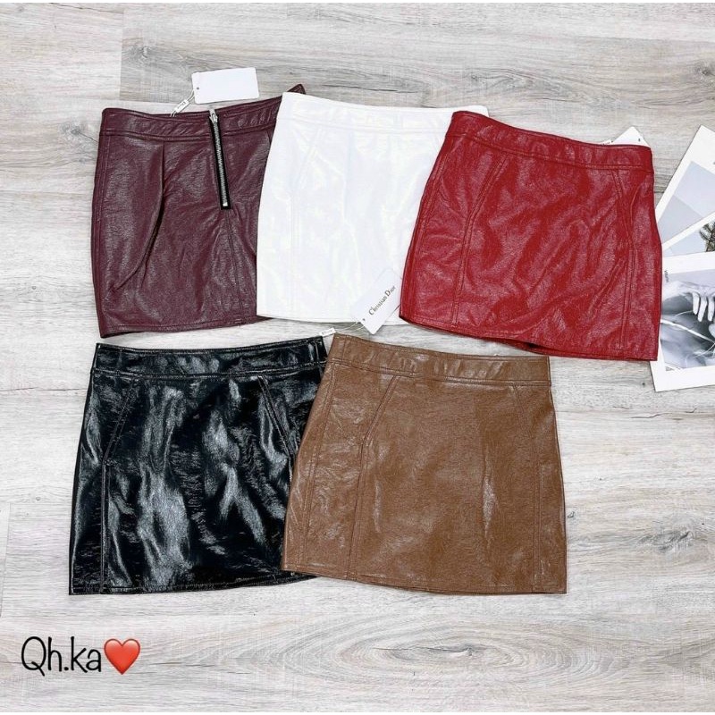 Chân váy da khóa sau hàng QCL1