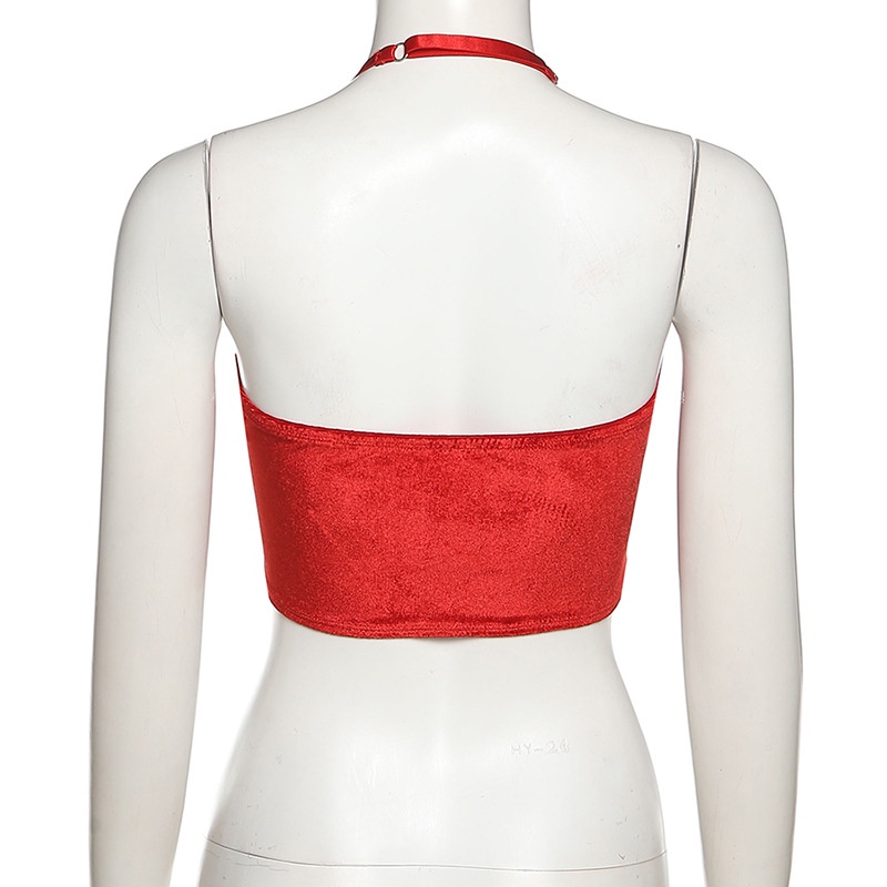 DUNEA Áo Hai Dây Cổ Yếm Phối Ren Quyến Rũ Cho Nữ