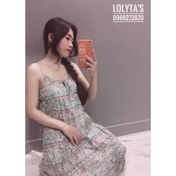 Lolyta s design - váy maxi hai dậy hoạ tiết thổ cẩm màu xanh mint siêu đẹp - ảnh sản phẩm 2