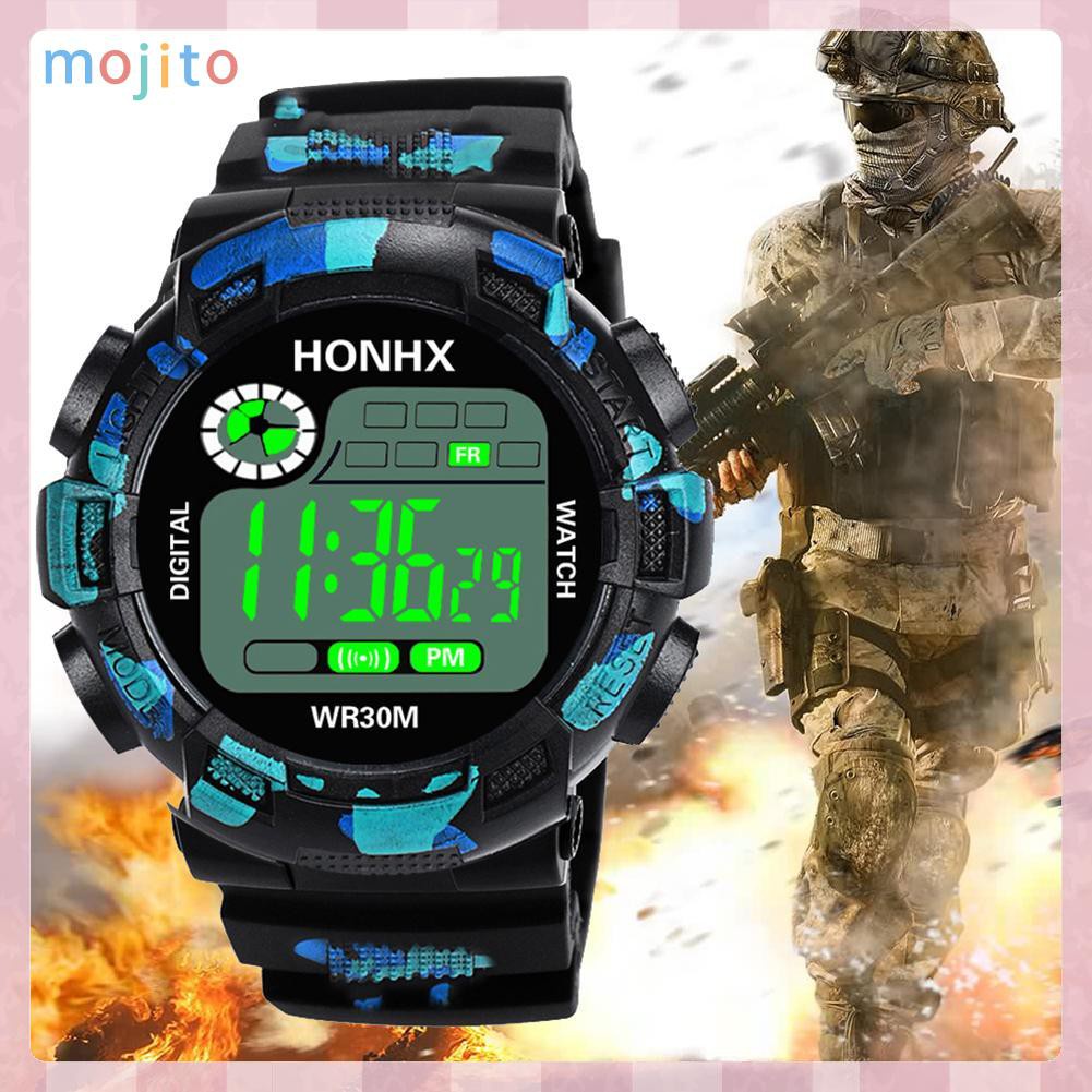 MOJITO Fashion Men Waterproof Wristwatch LED Camouflage Sports Electronic Watch