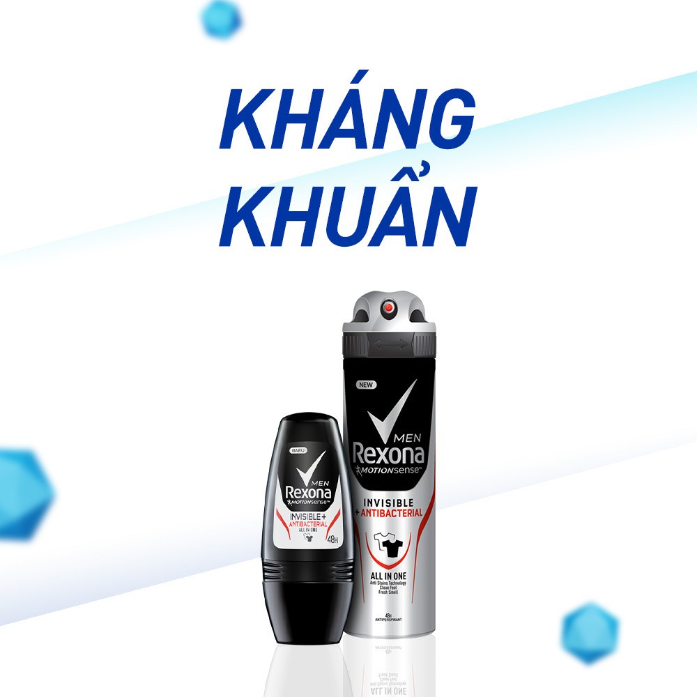 Lăn Khử Mùi Dành Cho Nam Rexona Men Invisible Antibacterial (45ml)