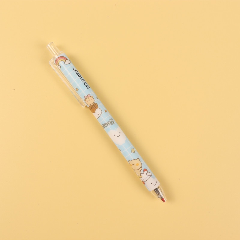 Set 6 Bút Mực Gel Ngòi 0.5 Mực Đen Hình Gấu Hoạt Hình Đáng Yêu