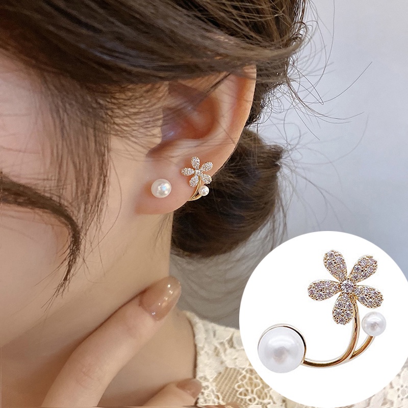 Khuyên Tai Hợp Kim Đính Ngọc Trai Nhân Tạo Màu Sắc Độc Đáo Thời Trang Cho Nữ