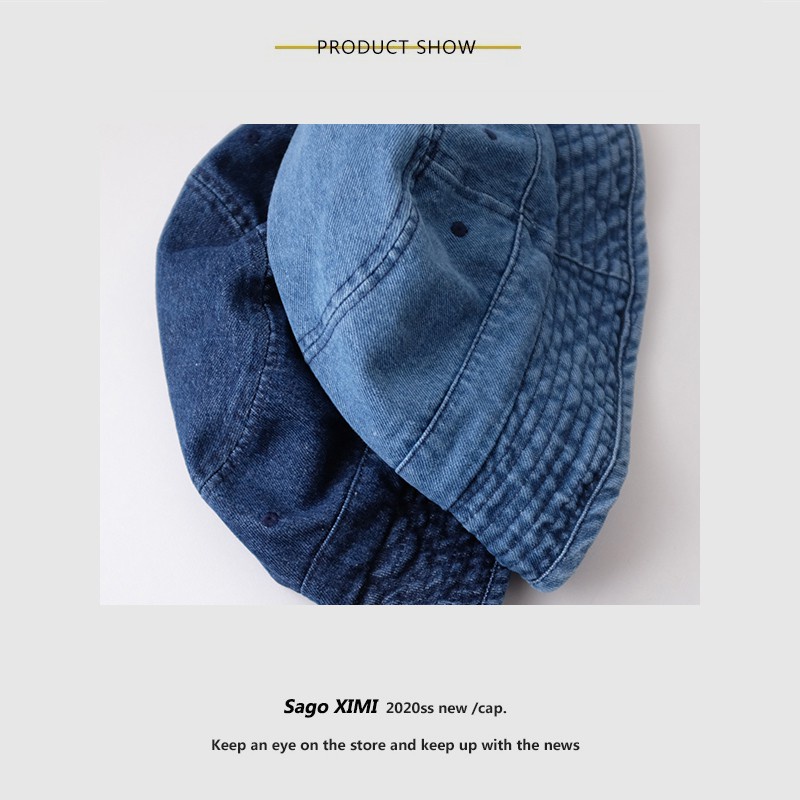 Mũ rộng vành vải denim thời trang Hàn Quốc cho nữ