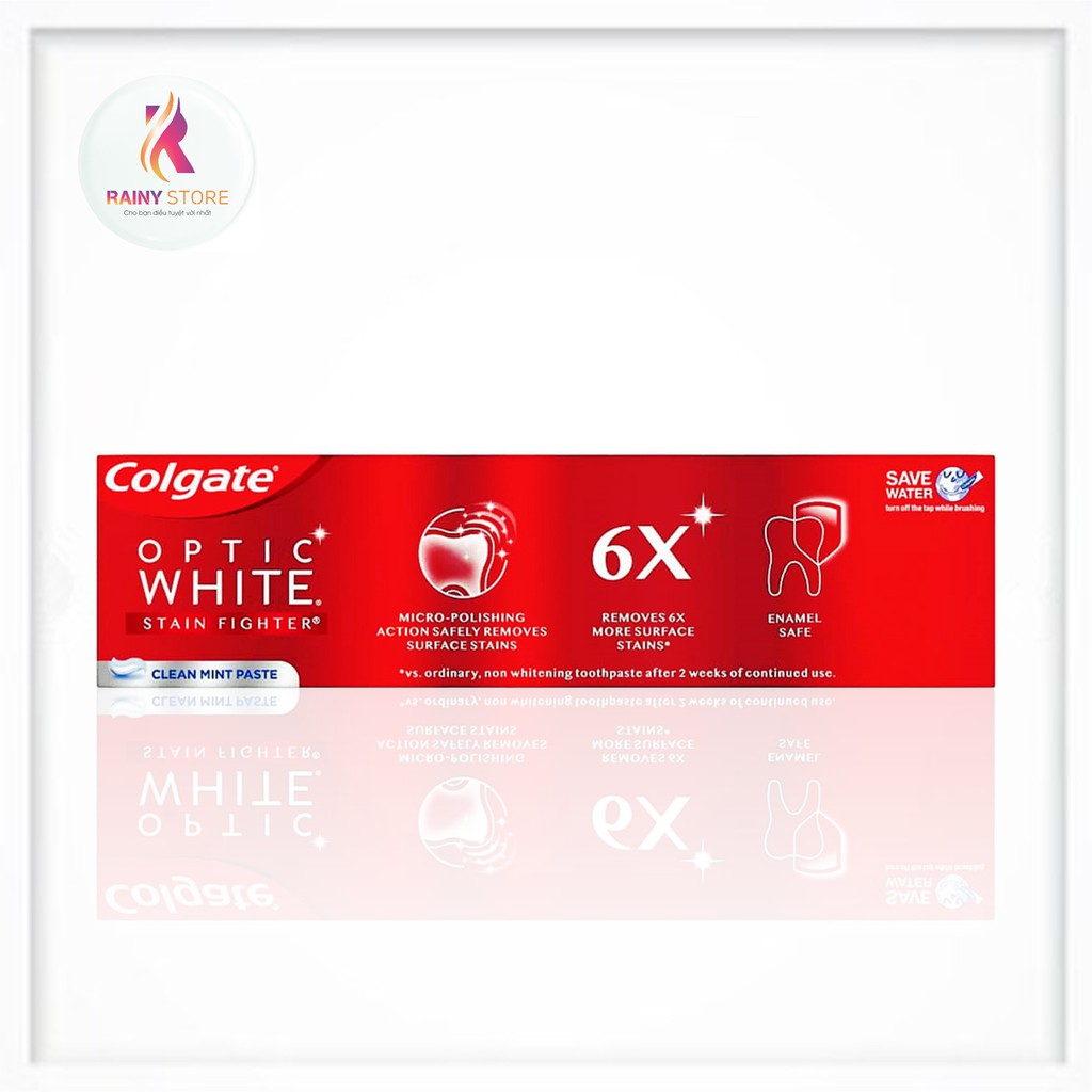 Kem đánh răng siêu trắng Colgate Optic White Stain Fighter Clean Mint 6X 119g chính hãng của Mỹ