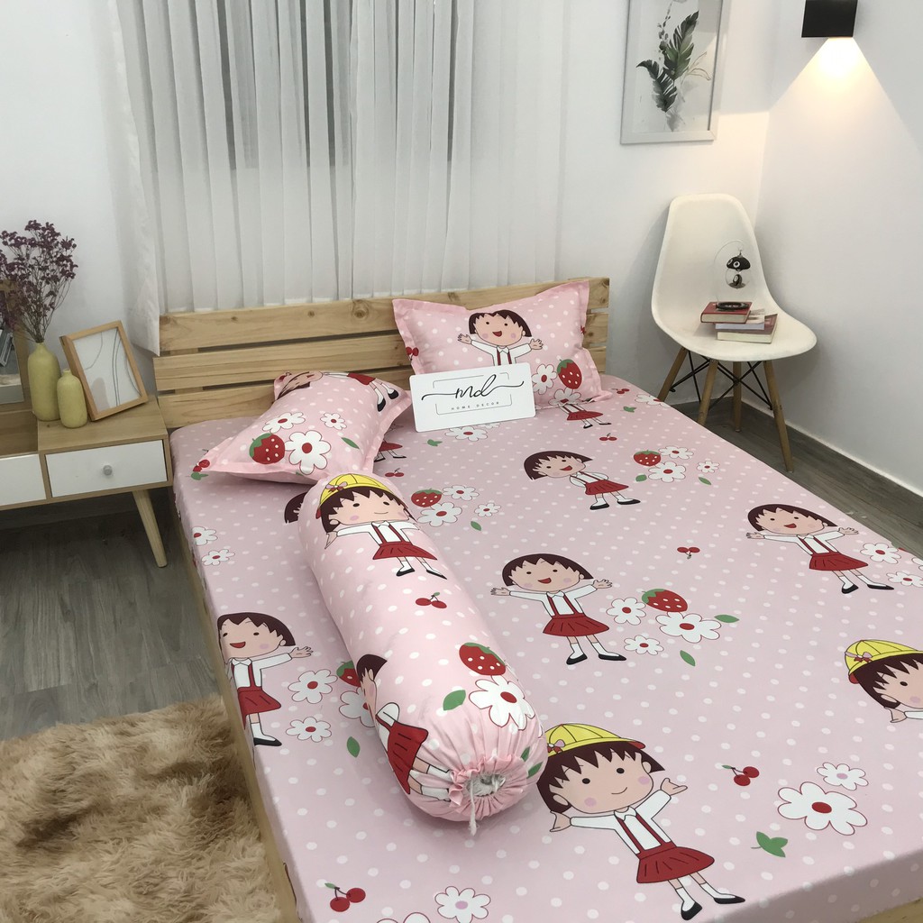 Bộ ga gối, Cotton Poly nhiều màu MD.Decor - Chăn ga gối miễn phí may bo chun M4,M6,M8