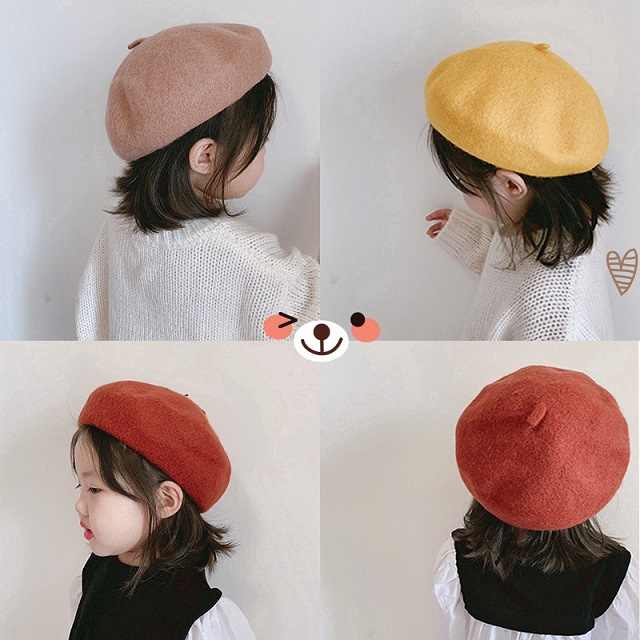 [Hàng Mới Về] Mũ Nồi Len Beret Màu Trơn Phong Cách Hàn Quốc Cho Bé Từ 1 Đến 3 Tuổi