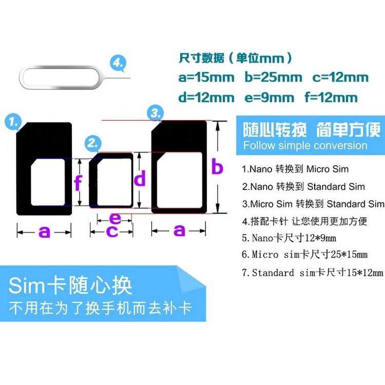 Bộ 3 Đầu Chuyển Đổi Sim Microsim Cho Iphone Android Jp5