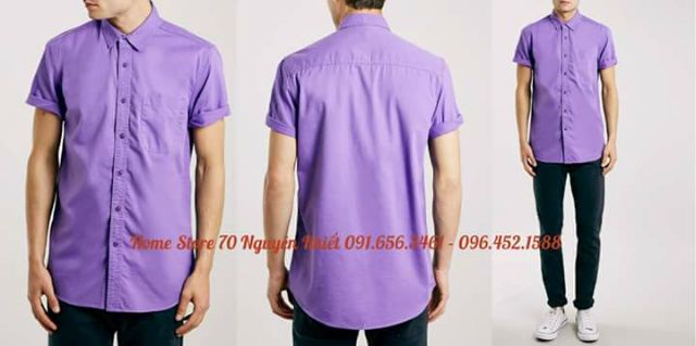 Áo sơ mi nam cộc tay màu tím