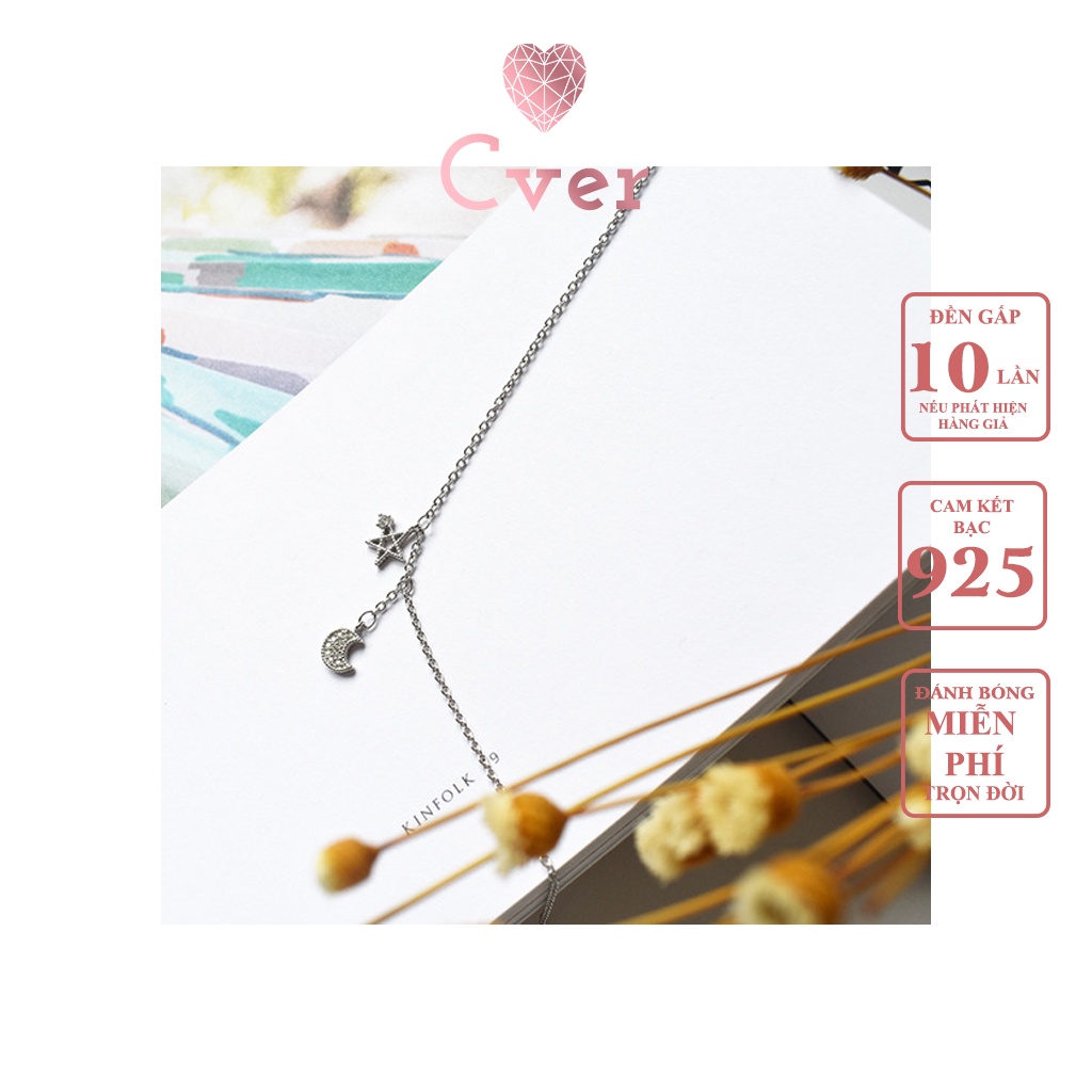 Lắc chân bạc Cver Silver S925 nữ hình trăng khuyết và ngôi sao đơn giản, nhẹ nhàng LC-JL-14